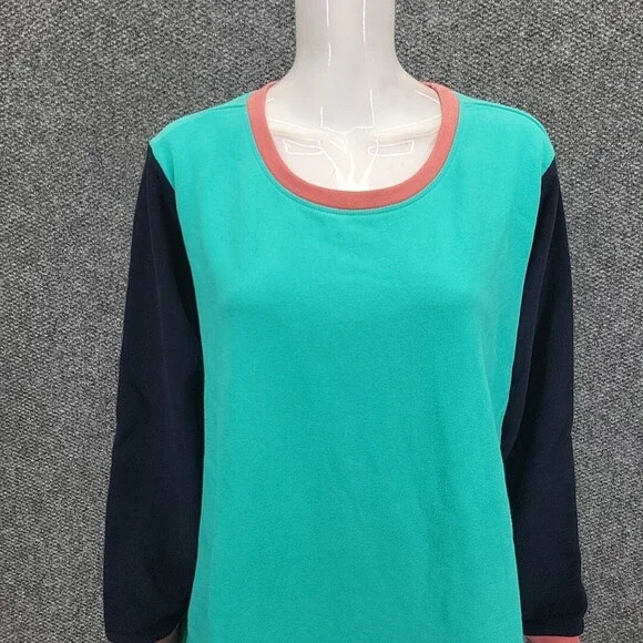 Lands End Womens Sweatshirt 2X Plus Sz Seafoam Teal Serious Sweats Pullover Top - Picture 4 of 10